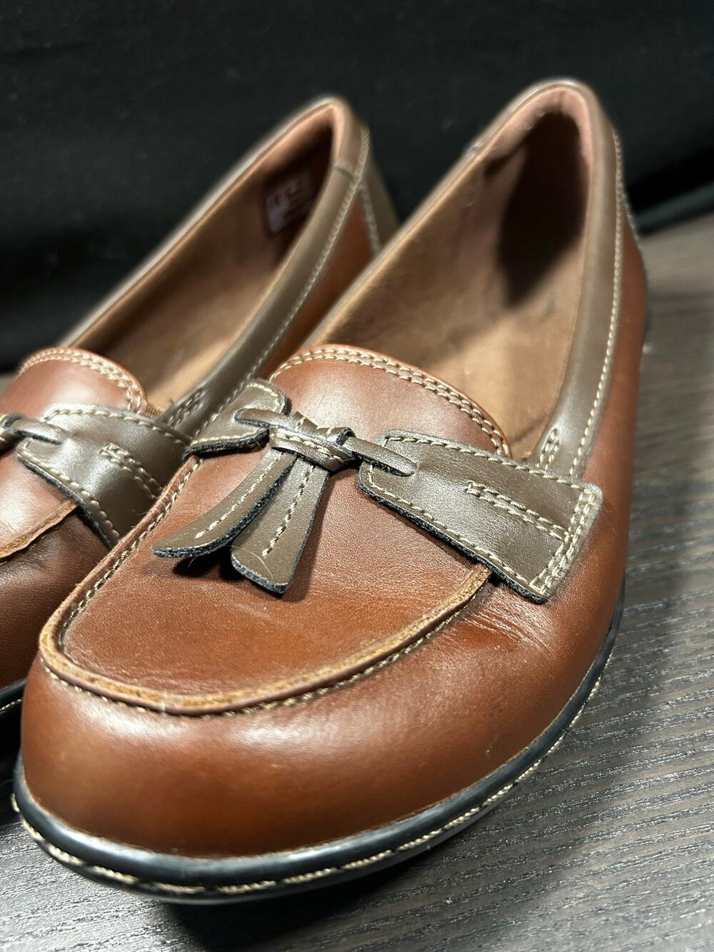 Clarks Collection Angie Meadow Brown Leather Tassel Loafers | Women’s 8.5 M